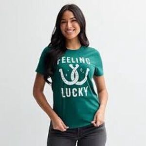 NEW Feeling Lucky Women’s Graphic Green T-Shirt